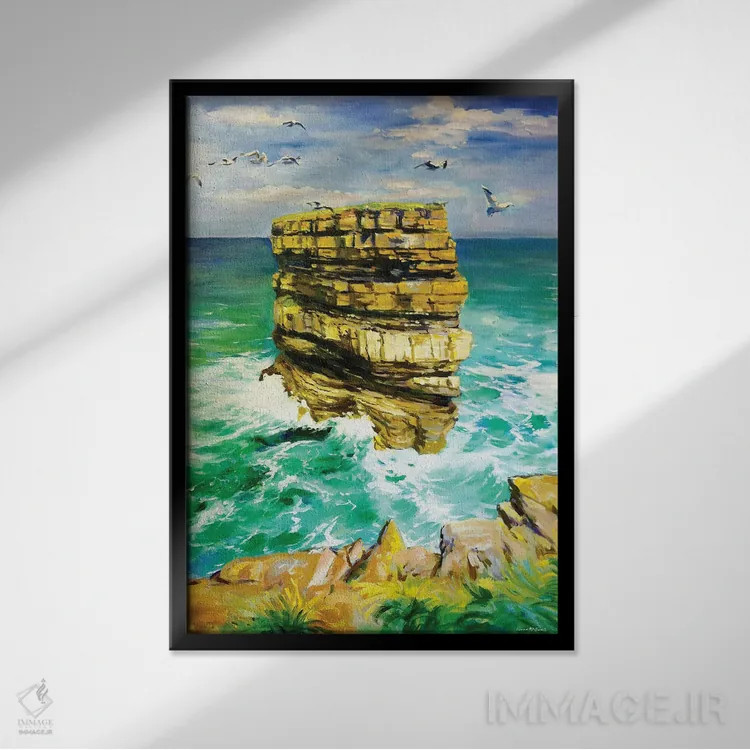 تابلو دکوراتیو Sea Stack 11, County Mayo" صخره دریایی دان بریسته ۱۱، شهر… اثر کانر مک گوایر - نمای قابدار مشکی