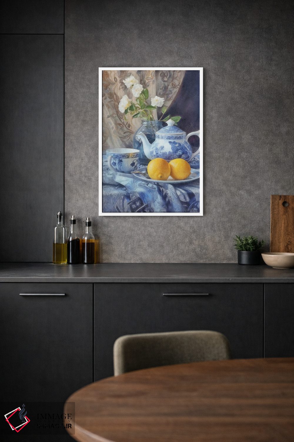 تابلو دکوراتیو طبیعت بی جان لیمویی و آبی اثر کانر مک گوایر - D1W