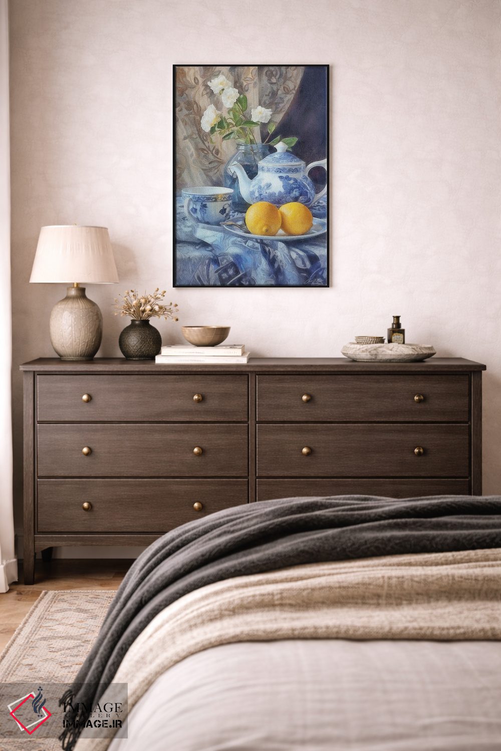 تابلو دکوراتیو طبیعت بی جان لیمویی و آبی اثر کانر مک گوایر - D4B