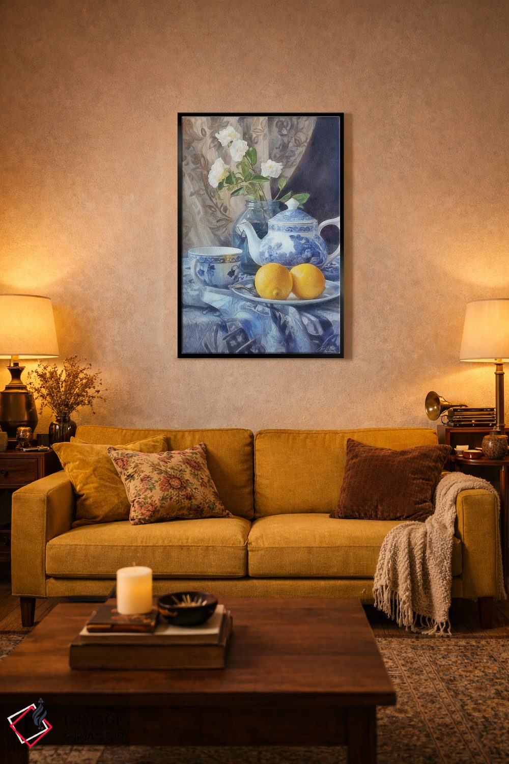 تابلو دکوراتیو طبیعت بی جان لیمویی و آبی اثر کانر مک گوایر - D3B