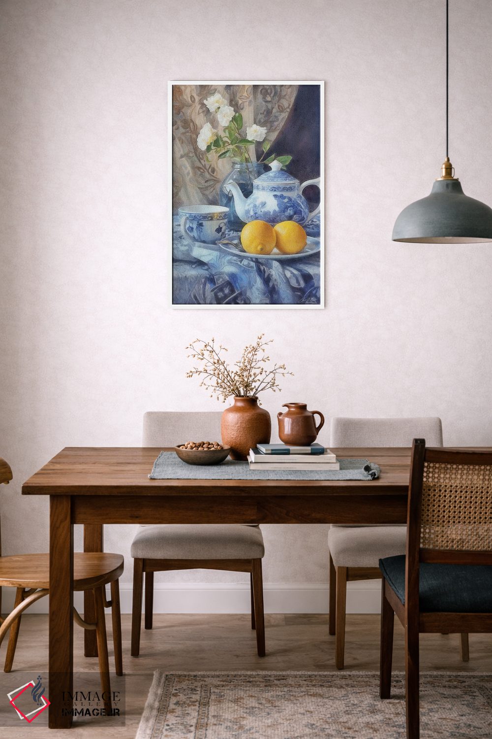 تابلو دکوراتیو طبیعت بی جان لیمویی و آبی اثر کانر مک گوایر - D5W