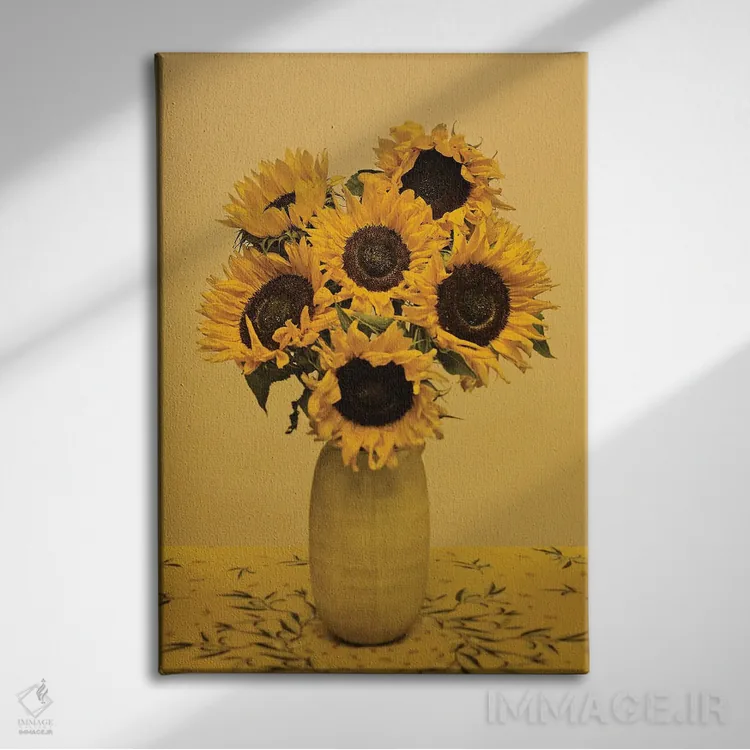 تابلو دکوراتیو گل های آفتابگردان اثر مایکل فرانک - نمای روبهرو روی دیوار