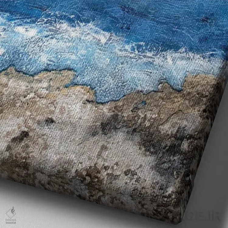 تابلو دکوراتیو آبی عمیق اثر مارتینا هارتوش - نمای نزدیک بافت بوم