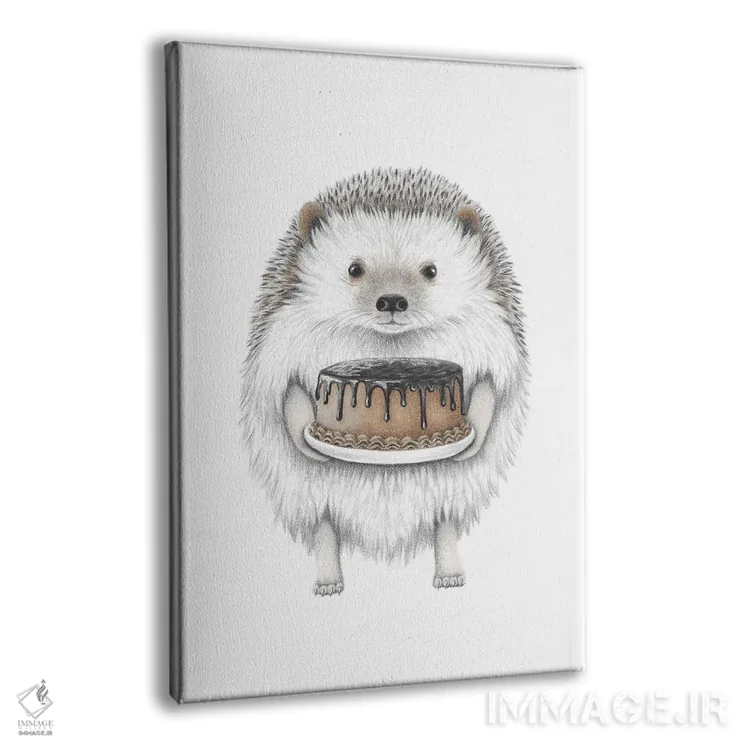 تابلو دکوراتیو جوجه تیغی با کیک اثر مندی هک - نمای پرسپکتیو محصول