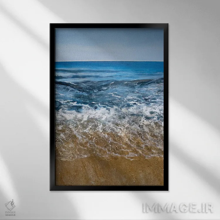 تابلو دکوراتیو موج ساحلی اثر مارتینا هارتوش - نمای قابدار مشکی