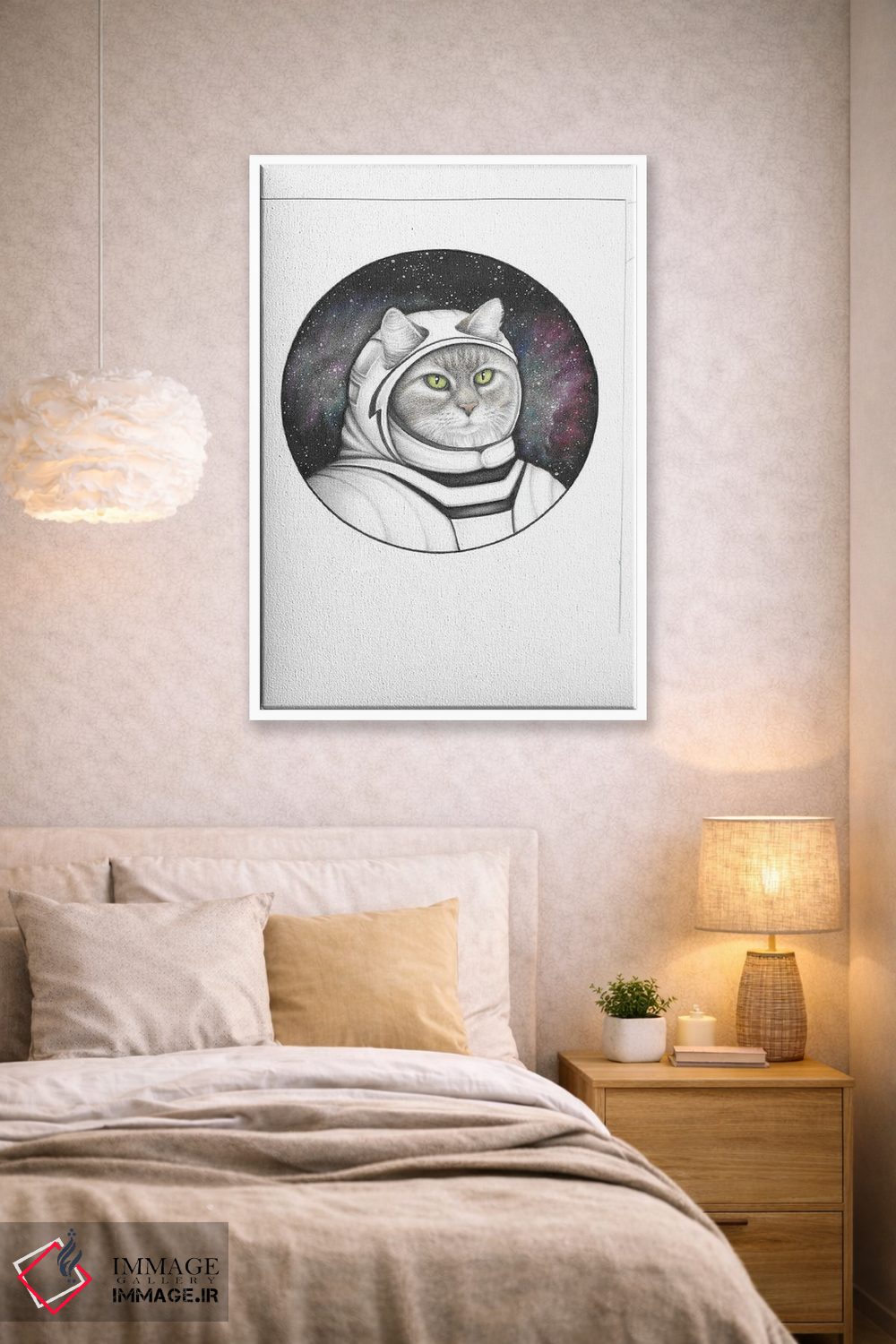 تابلو دکوراتیو گربه فضایی اثر مندی هک - D1W