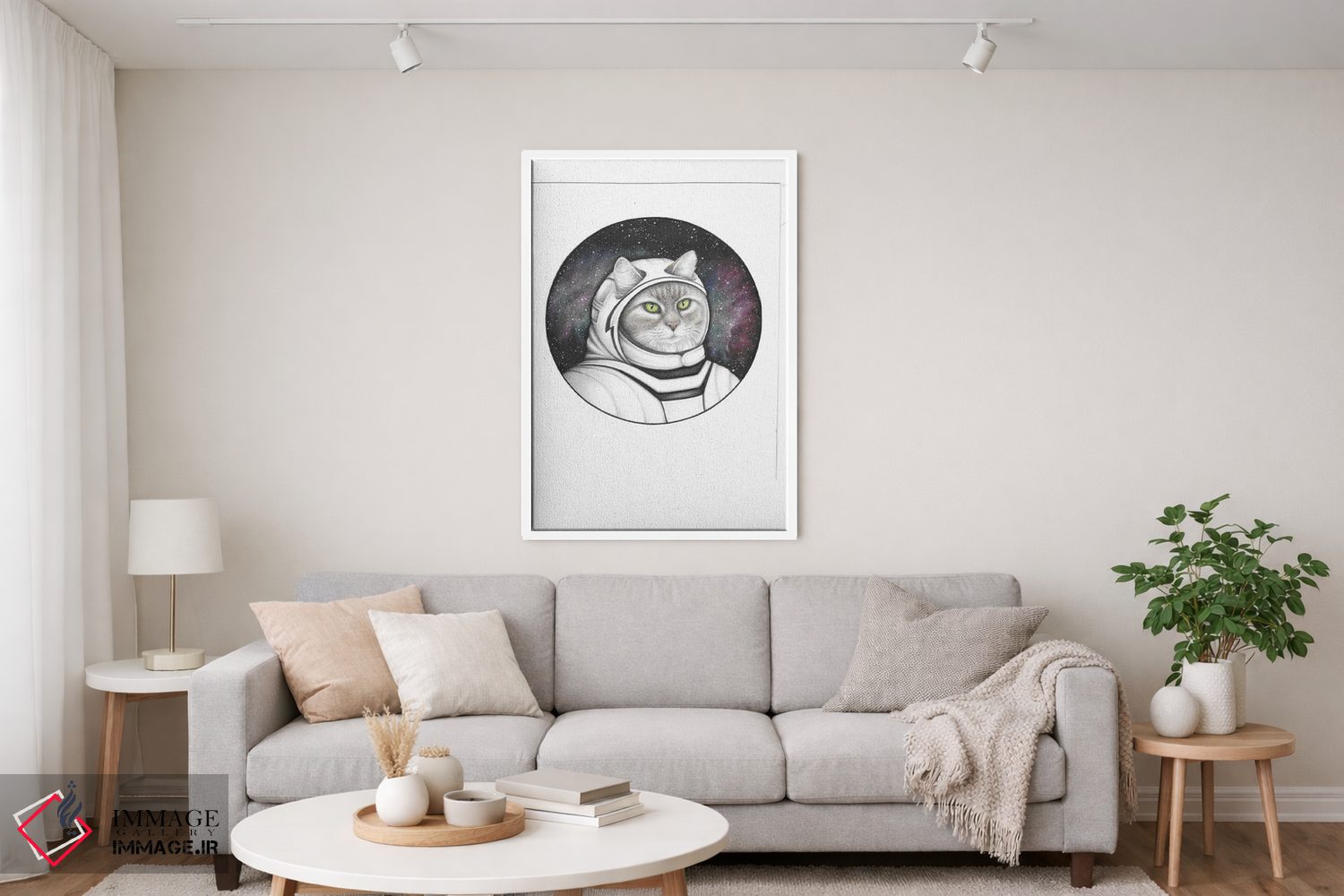 تابلو دکوراتیو گربه فضایی اثر مندی هک - D4W