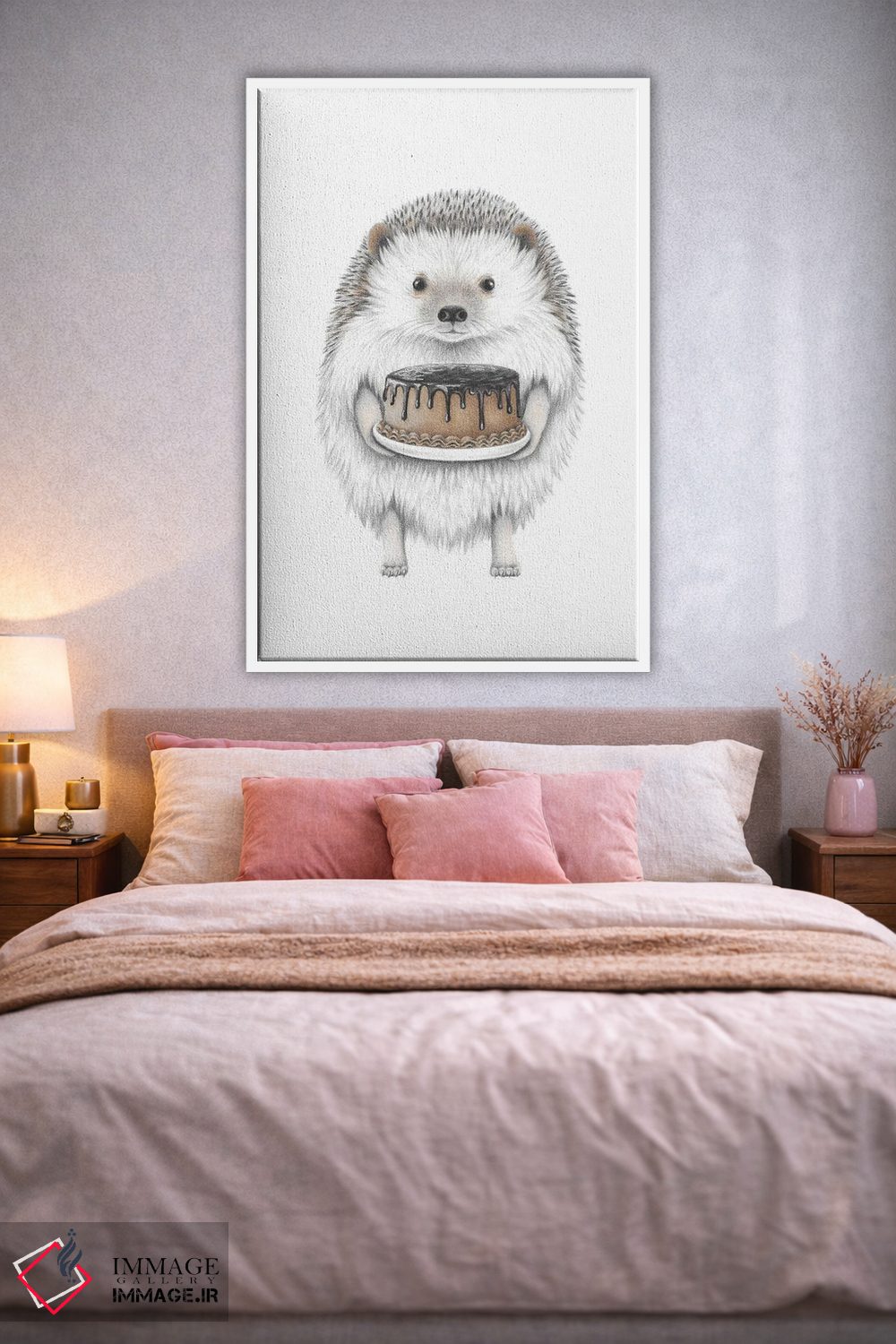 تابلو دکوراتیو جوجه تیغی با کیک اثر مندی هک - D1W