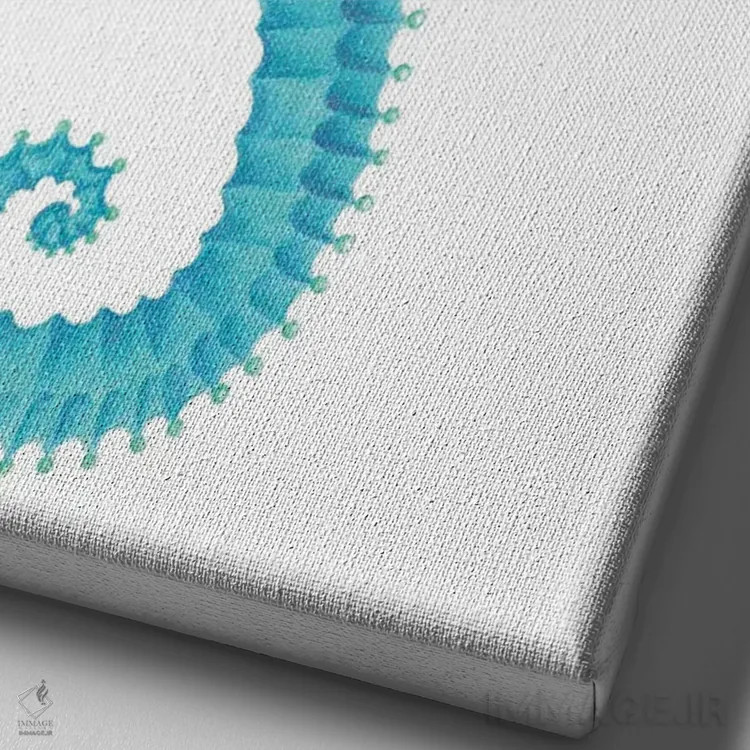 تابلو دکوراتیو اسب دریایی سلطنتی اثر مندی هک - نمای نزدیک بافت بوم