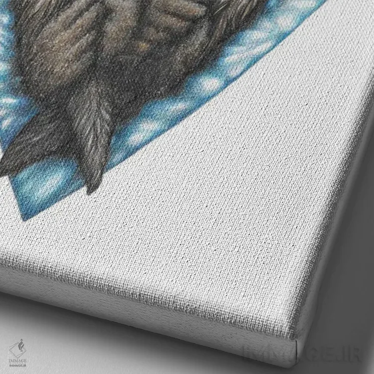 تابلو دکوراتیو قلب سمور دریایی اثر مندی هک - نمای نزدیک بافت بوم