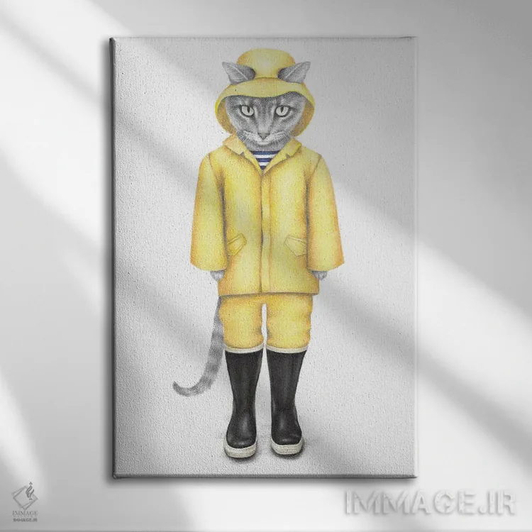 تابلو دکوراتیو گربه بارانی اثر مندی هک - نمای روبهرو روی دیوار