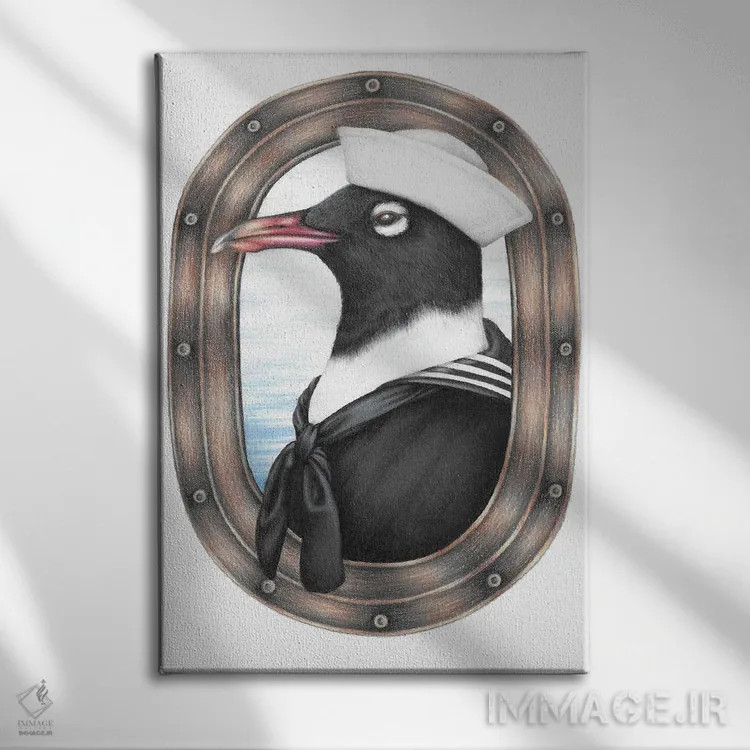 تابلو دکوراتیو مرغ دریایی ملوان اثر مندی هک - نمای روبهرو روی دیوار