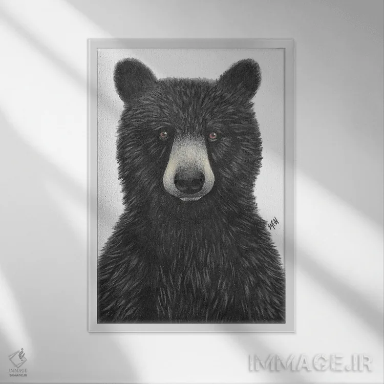 تابلو دکوراتیو خرس کوچولو اثر مندی هک - نمای قابدار سفید