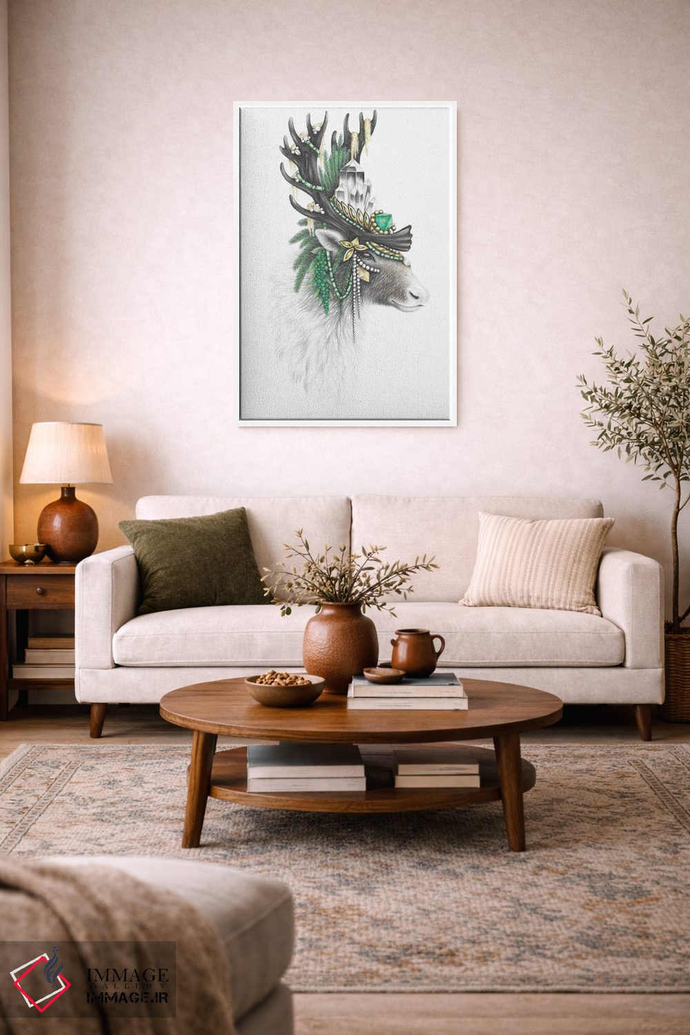 تابلو دکوراتیو گوزن شمالی باشکوه اثر مندی هک - D4W