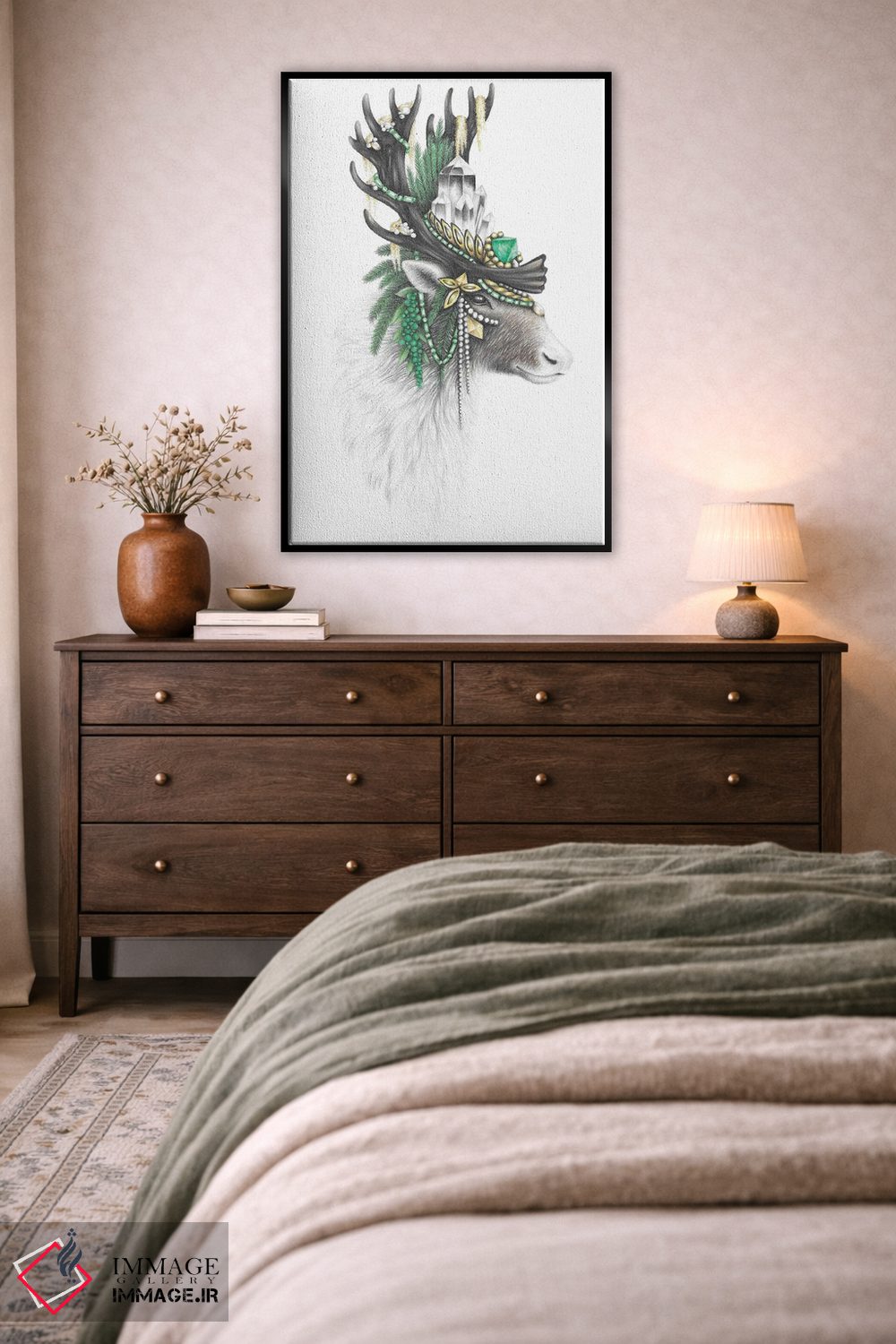 تابلو دکوراتیو گوزن شمالی باشکوه اثر مندی هک - D6B