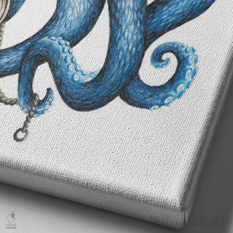 تابلو دکوراتیو اختاپوس اثر مندی هک - نمای نزدیک بافت بوم