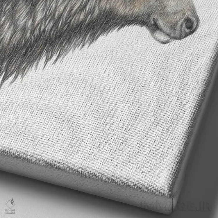 تابلو دکوراتیو گوزن بزرگ باشکوه اثر مندی هک - نمای نزدیک بافت بوم