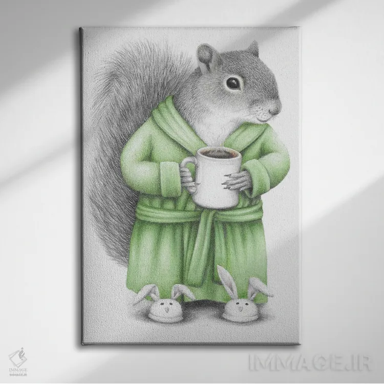 تابلو دکوراتیو سنجاب قهوه ای اثر مندی هک - نمای روبهرو روی دیوار