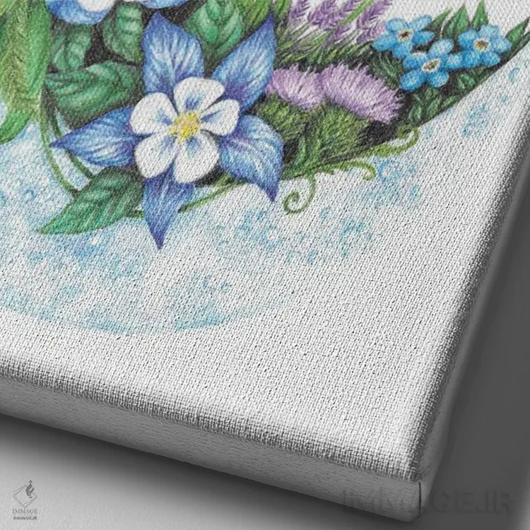 تابلو دکوراتیو گوسفند بزرگ شاخ دار باشکوه اثر مندی هک - نمای نزدیک بافت بوم