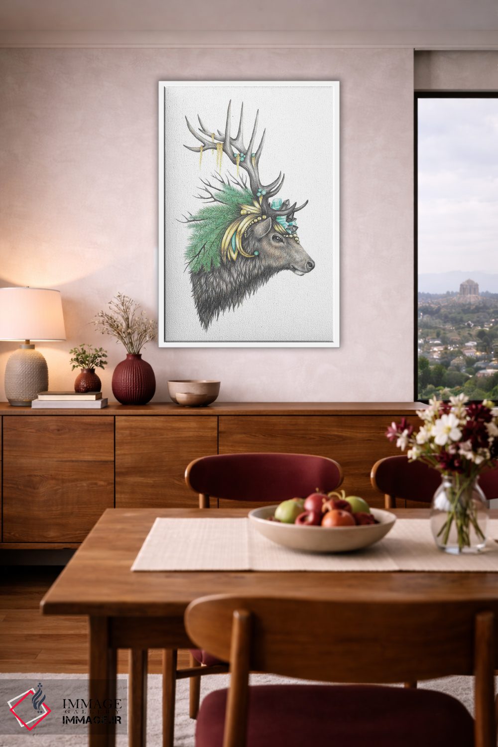 تابلو دکوراتیو گوزن بزرگ باشکوه اثر مندی هک - D3W