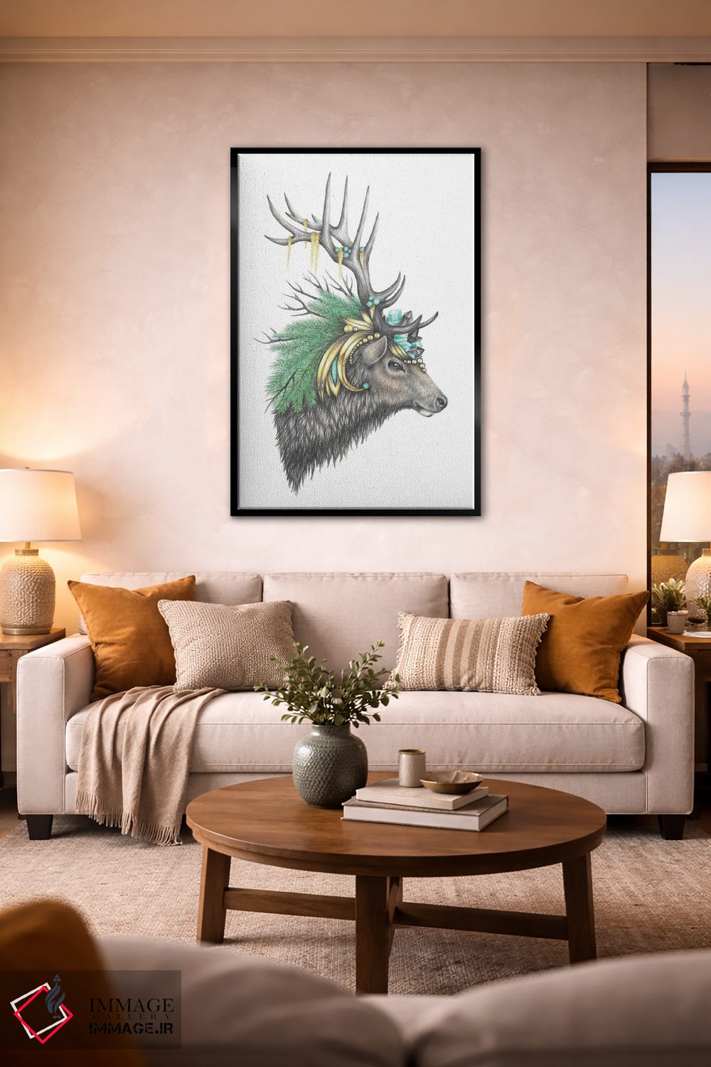 تابلو دکوراتیو گوزن بزرگ باشکوه اثر مندی هک - D2B