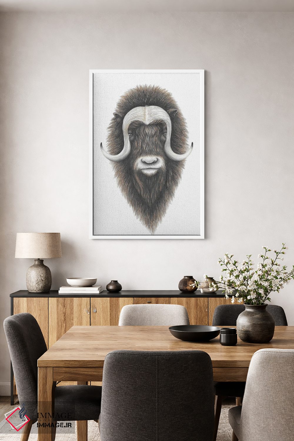 تابلو دکوراتیو گاو مشک اثر مندی هک - D2W