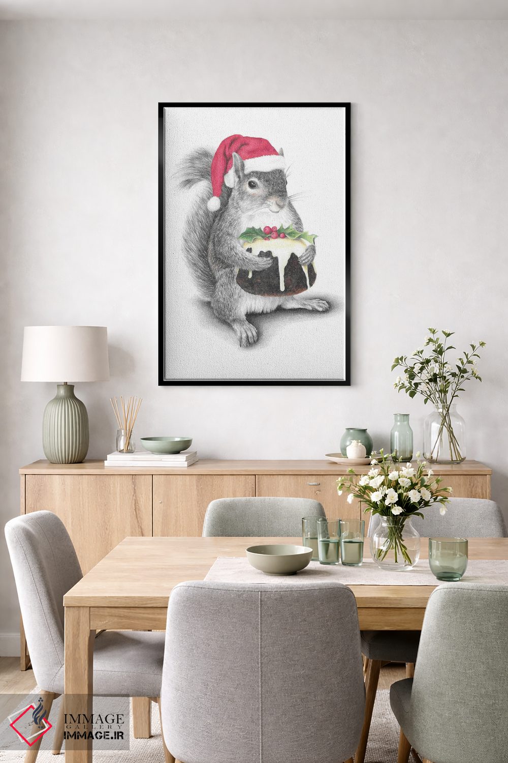 تابلو دکوراتیو سنجاب بابانوئل اثر مندی هک - D6B