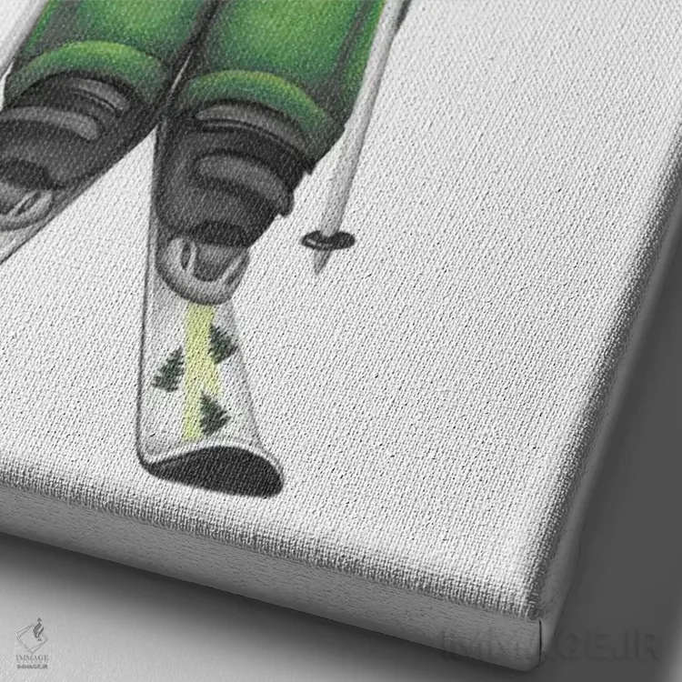 تابلو دکوراتیو فرت اسکی باز قطبی اثر مندی هک - نمای نزدیک بافت بوم