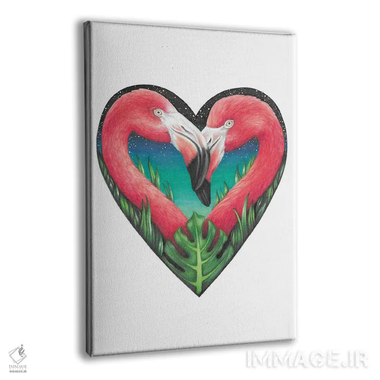 تابلو دکوراتیو قلب فلامینگو اثر مندی هک - نمای پرسپکتیو محصول
