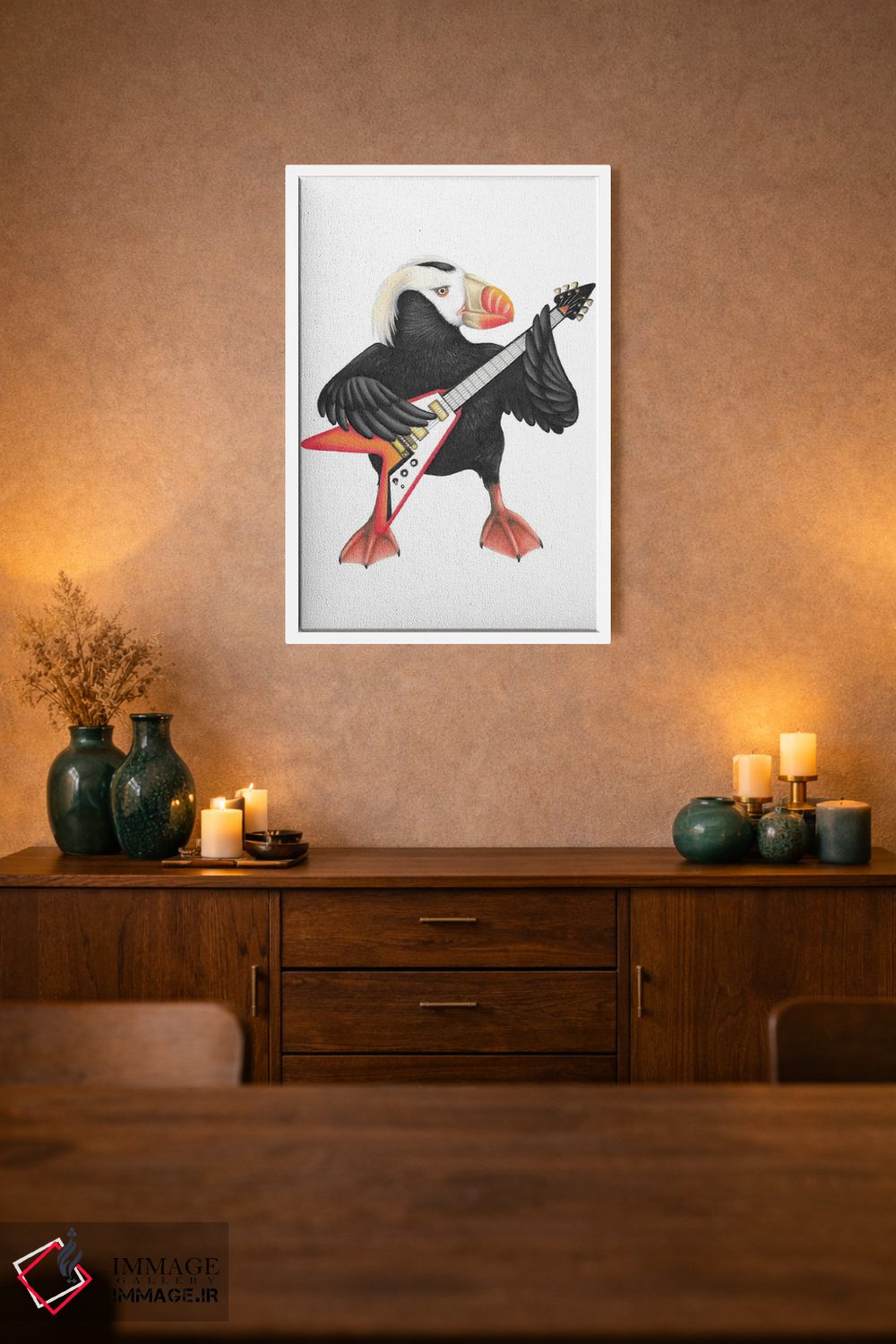 تابلو دکوراتیو پافین پرجنب وجوش اثر مندی هک - D1W