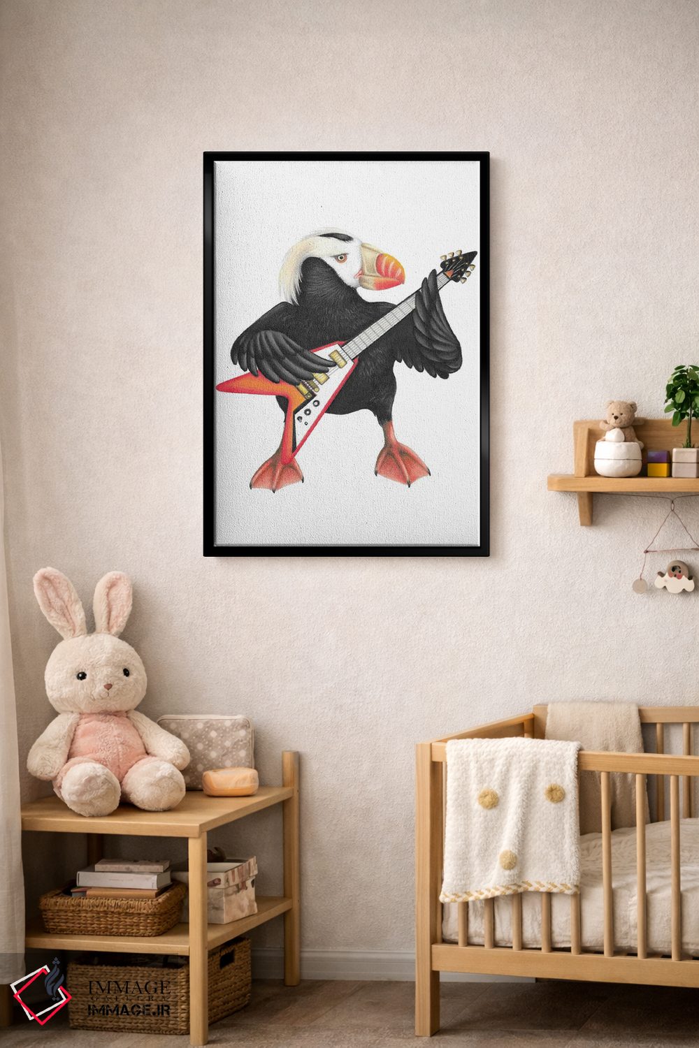 تابلو دکوراتیو پافین پرجنب وجوش اثر مندی هک - D5B