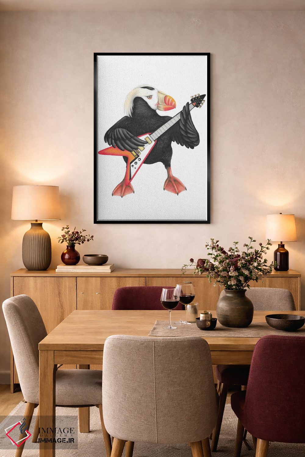 تابلو دکوراتیو پافین پرجنب وجوش اثر مندی هک - D6B