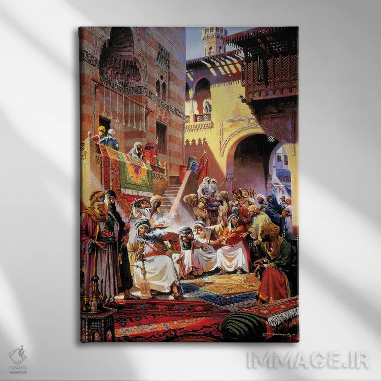 تابلو دکوراتیو بازار جمعه سوق اثر ماهر مرکوس - نمای روبهرو روی دیوار