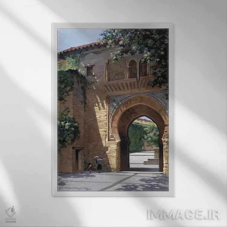 تابلو دکوراتیو دروازه الحمرا اثر ماهر مرکوس - نمای قابدار سفید