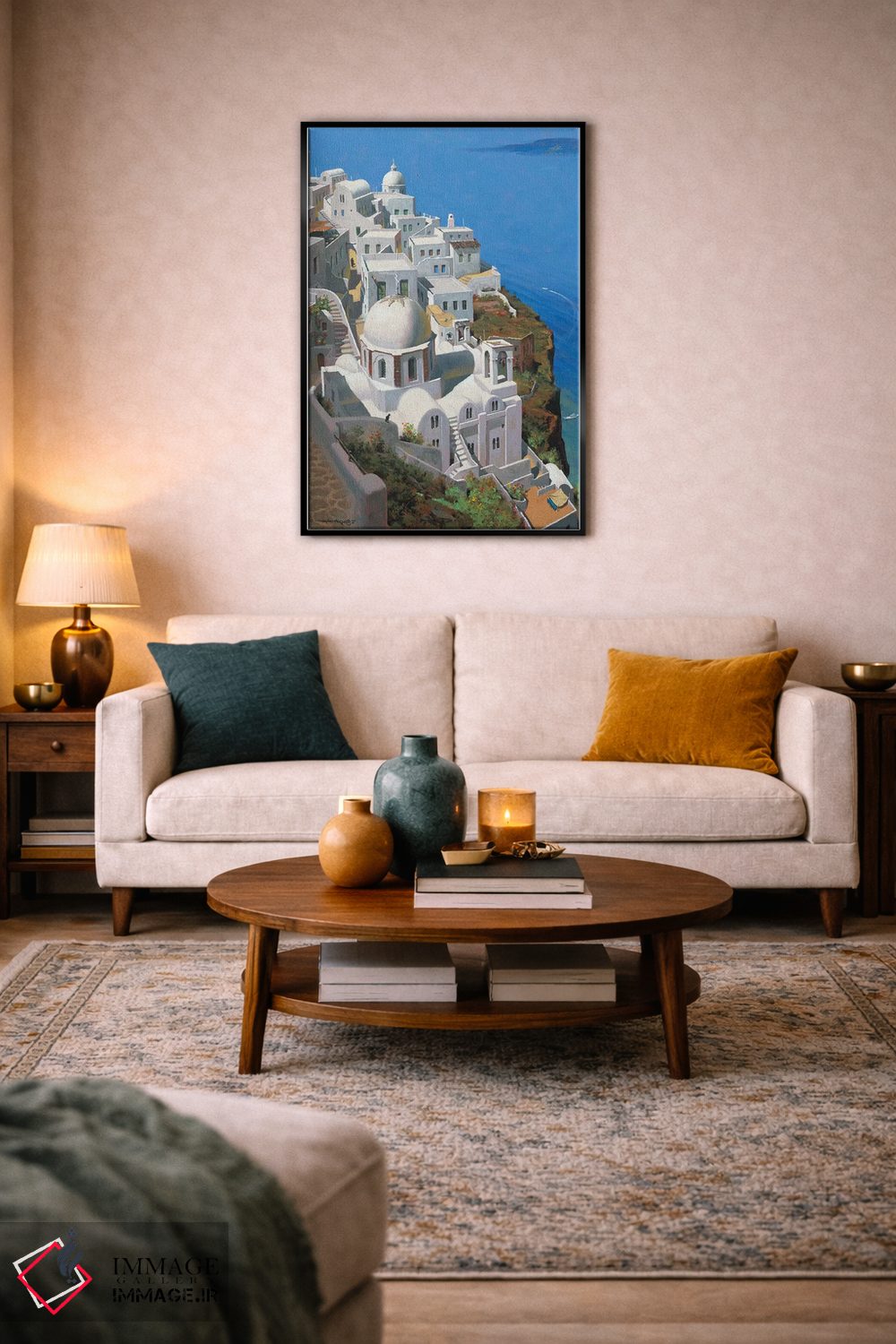 تابلو دکوراتیو روز گرم در سانتورینی اثر ماهر مرکوس - D3B