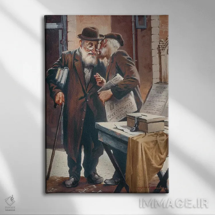 تابلو دکوراتیو گپ دوستانه اثر ماهر مرکوس - نمای روبهرو روی دیوار
