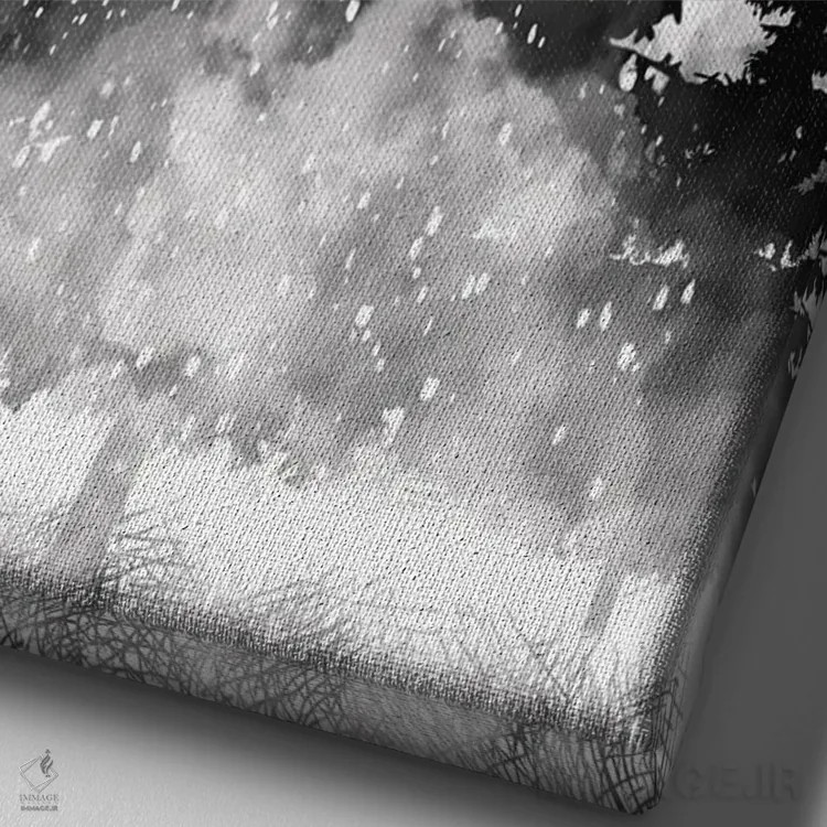 تابلو دکوراتیو کاج های مه آلود II اثر ملودی هوگان - نمای نزدیک بافت بوم