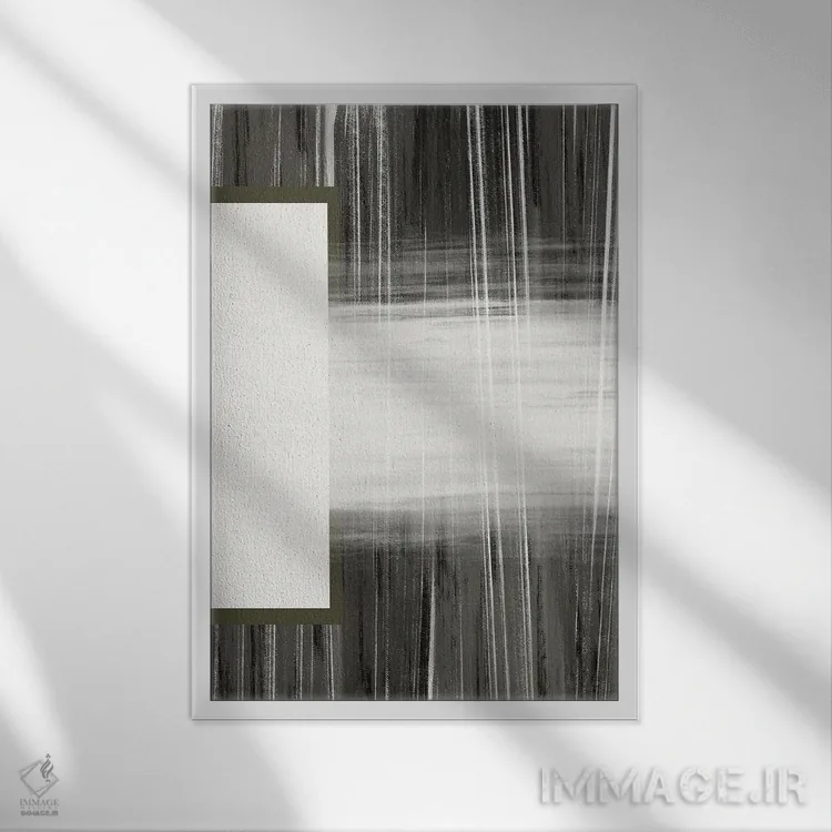 تابلو انتزاعی آبستره خنثی اثر ملودی هوگان - نمای قابدار سفید