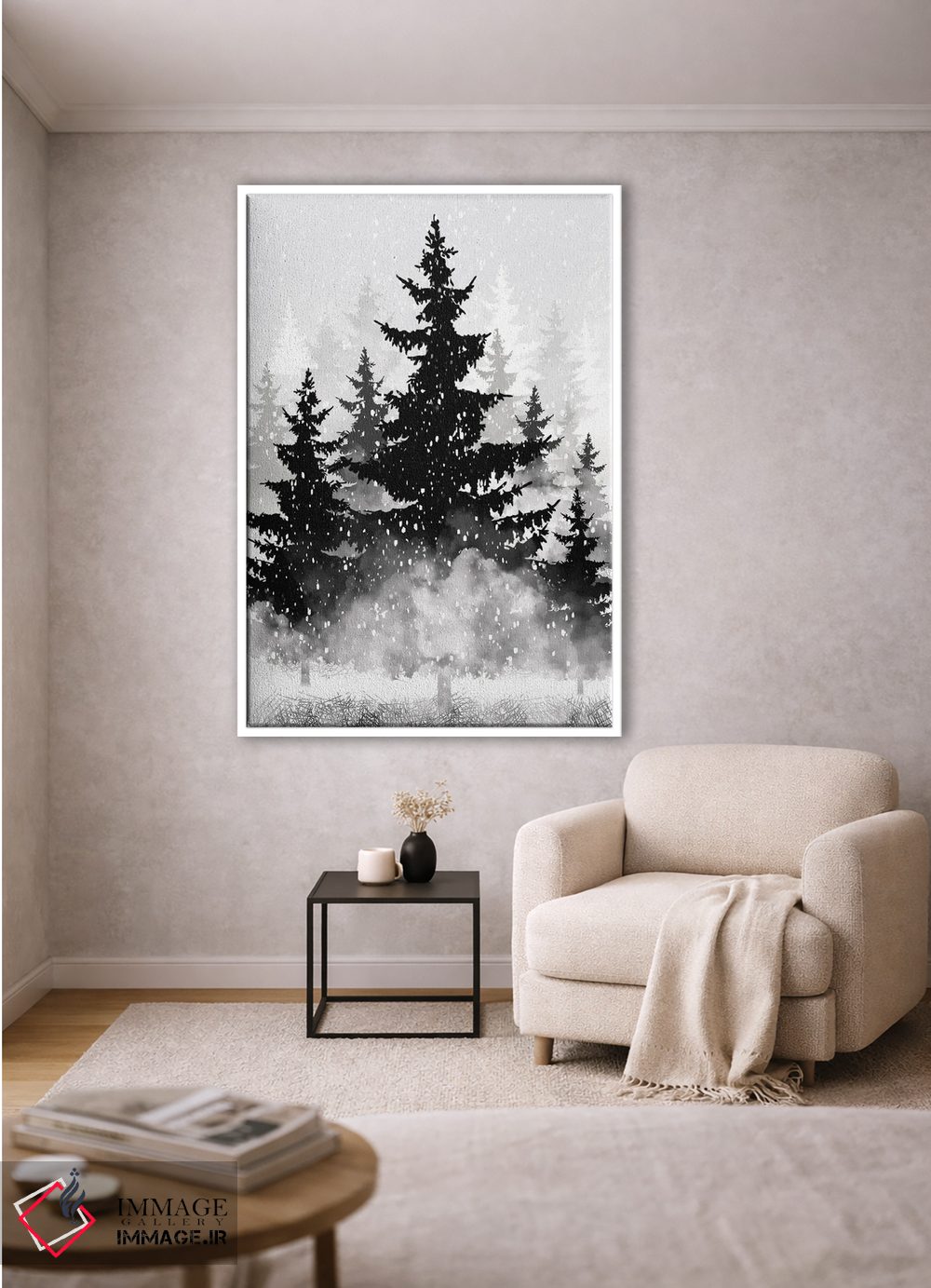 تابلو دکوراتیو کاج های مه آلود II اثر ملودی هوگان - D1W