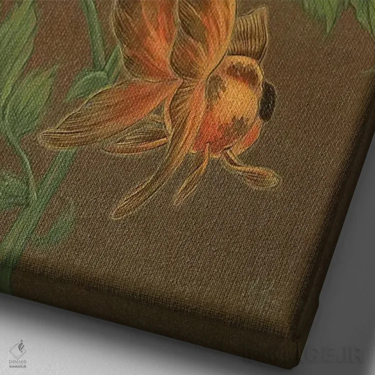 تابلو دکوراتیو پری ماهی های طلایی اثر مارتین هسو - نمای نزدیک بافت بوم