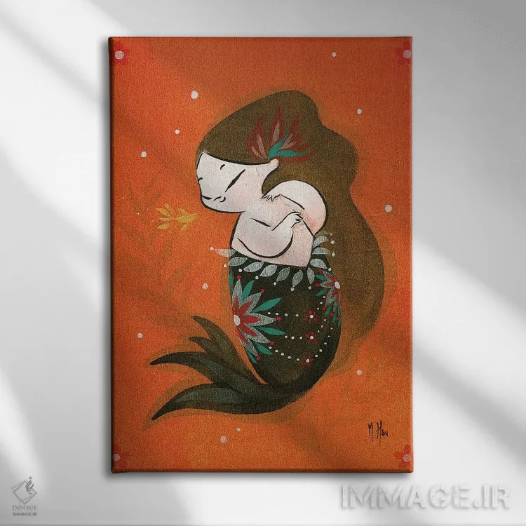 تابلو دکوراتیو پری ماهی طلایی اثر مارتین هسو - نمای روبهرو روی دیوار