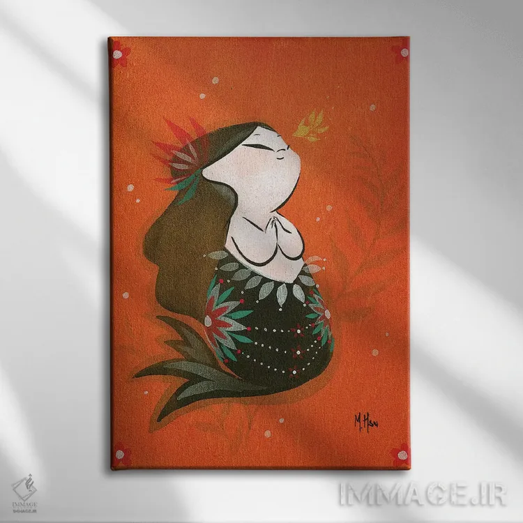 تابلو دکوراتیو پری ماهی طلایی اثر مارتین هسو - نمای روبهرو روی دیوار