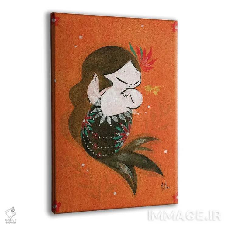 تابلو دکوراتیو پری ماهی طلایی اثر مارتین هسو - نمای پرسپکتیو محصول