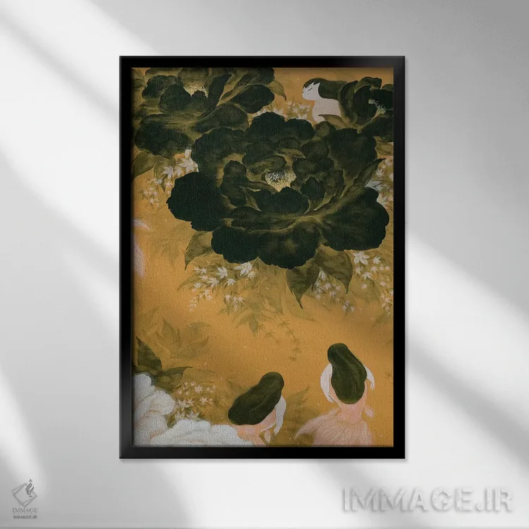 تابلو دکوراتیو پری ماهی طلایی اثر مارتین هسو - نمای قابدار مشکی