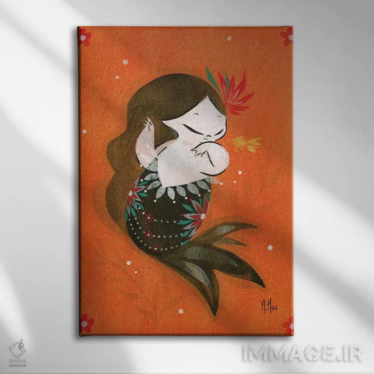 تابلو دکوراتیو پری ماهی طلایی اثر مارتین هسو - نمای روبهرو روی دیوار