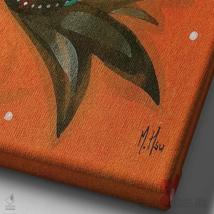 تابلو دکوراتیو پری ماهی طلایی اثر مارتین هسو - نمای نزدیک بافت بوم