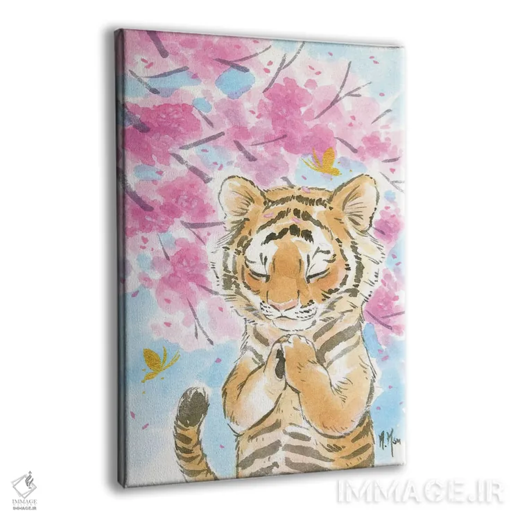 تابلو دکوراتیو ببر شکوفه گیلاس اثر مارتین هسو - نمای پرسپکتیو محصول