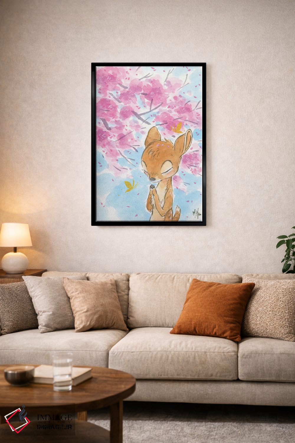 تابلو دکوراتیو گوزن شکوفه گیلاس اثر مارتین هسو - D5B