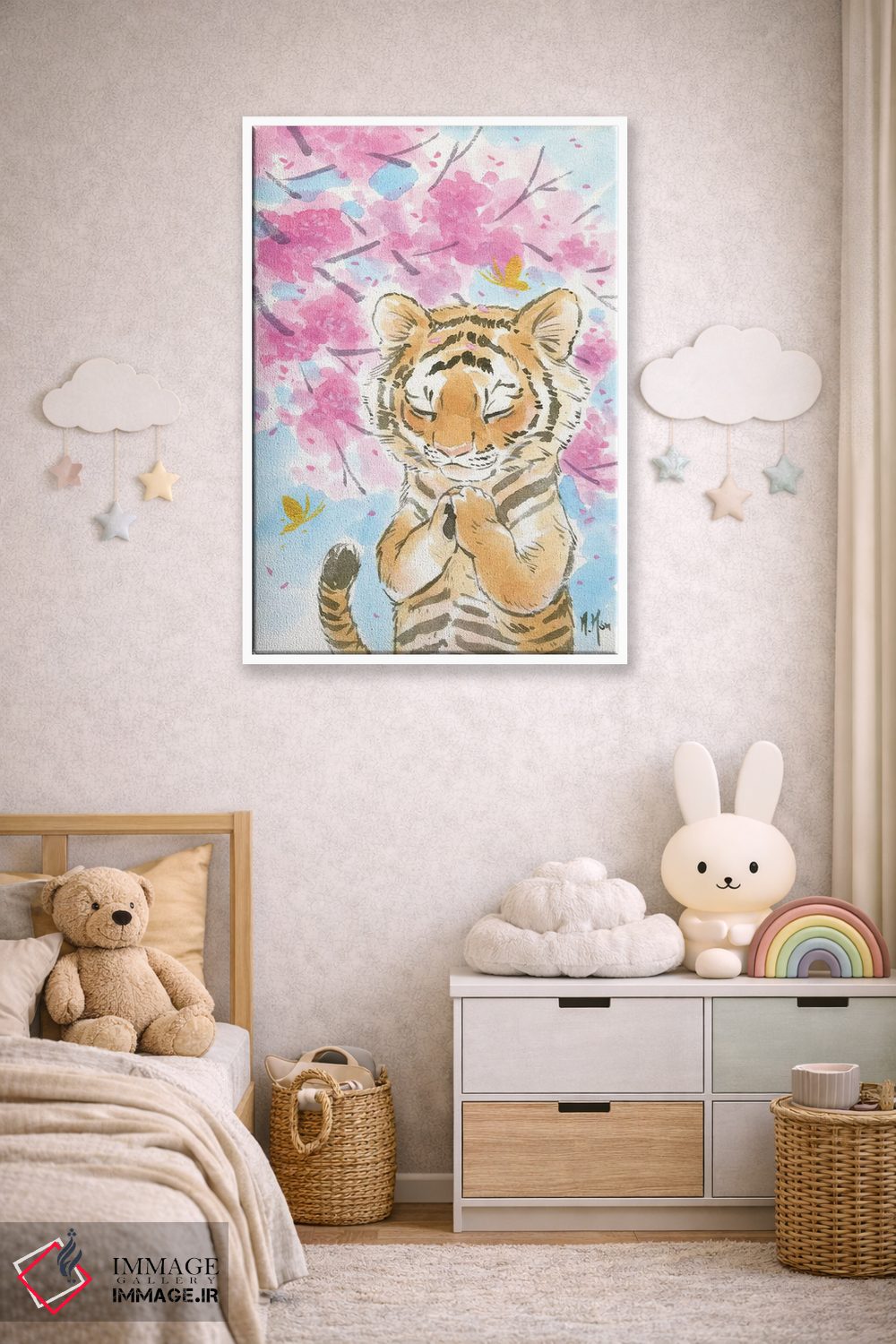 تابلو دکوراتیو ببر شکوفه گیلاس اثر مارتین هسو - D4W