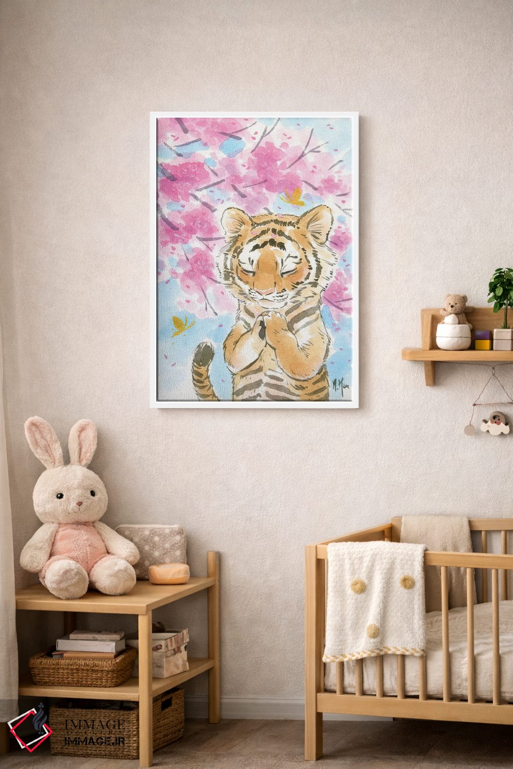 تابلو دکوراتیو ببر شکوفه گیلاس اثر مارتین هسو - D3W